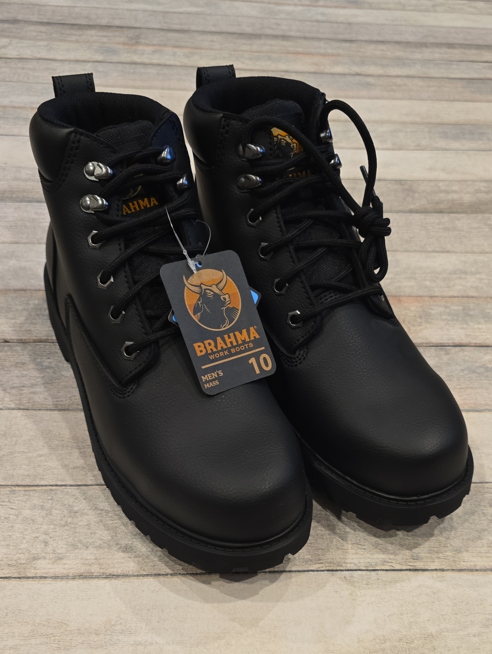 Brahma Men's Mass Soft Toe Black Lace-Up Work Boots Size 10 New